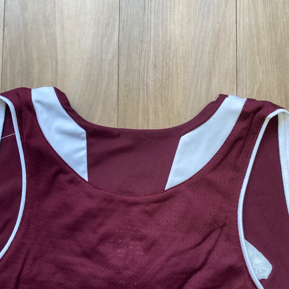 adidas performance tank team jersey top maroon white size L - Picture 17 of 17